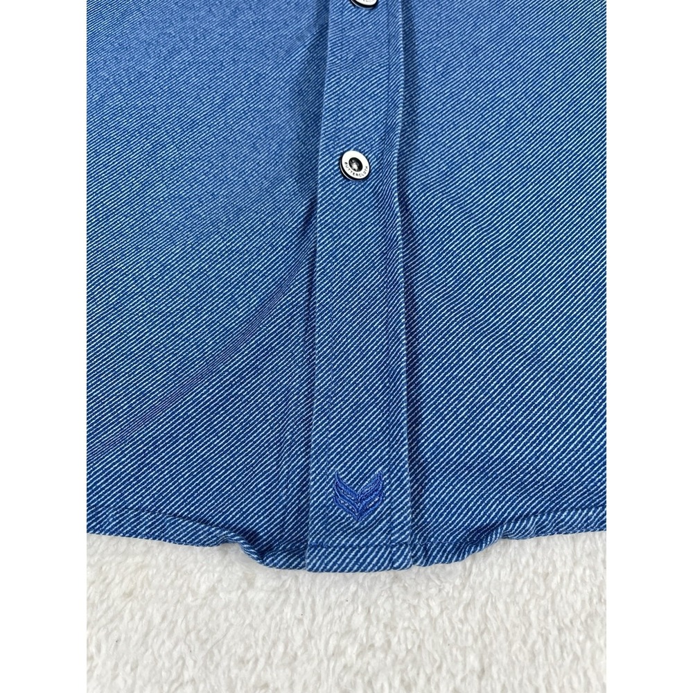 Buttercloth Icy Cotton Reg Fit Blue Button Dwn Stretch Flip Cuff Shirt Men's XXL - Picture 5 of 10